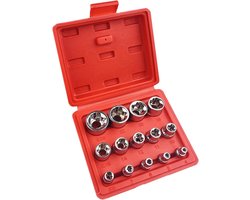 14-delig Torx moerenset, inbus moerset, stekmoerset, steksleutelset, binnenzeskant, E4-E24 ster-Torx-steksleutelset, sterdoppenset, auto-reparatiegereedschap, met rood behuizing