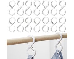 14 stuks S-haken voor het ophangen - roestvrijstalen S-vormige met Veiligheidssluiting - Handdoekhaakjes - Kledinghangers - Jashaak Hangers - Keukengerei Organizer Haak - Multifunctionele keukenhaak - Kapstok S-haken - Muurhaak - wit