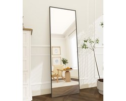140 x 40 cm Staande Spiegel , Grote Spiegel op Volle Lengte met Aluminium Frame voor Slaapkamer , Woonkamer en Badkamerspiegel , Zwart