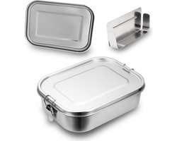 1400ml Lunchbox RVS Take a Break Broodtrommel - incl. divider - Roestvrij Staal - Brooddoos met Losse Compartimenten - Bento Box -lunchbox thermische container