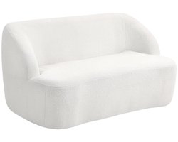 142 x 85 x 73.5 cm Tweezitter bank met gebogen design gestoffeerde bank met fleece bekleding geschikt voor woonkamer slaapkamer en thuiskantoor crème wit Casual bank gestoffeerde bank
