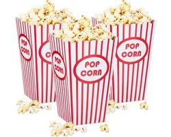 144 x popcornzakjes - Amerikaans design - popcorn bakjes - rood wit gestreept