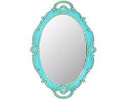 14,5 x 10 inch ovale antieke decoratieve wandspiegel vintage hangende spiegel (blauw)