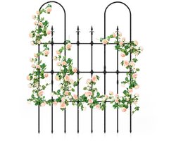 146 x 186 cm Tuinrek voor Klimplanten Roestvrij Metalen Buitenframe voor Verhoogd Tuinbed Decoratieve Tuinomheining voor Groenten