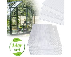 14x Polycarbonaat Platen - UV-Bestendig 60,5x121cm 10,25m² - Transparant - Polycarbonaat plaat - DIY - Broeikas plaat - UV-Bestendig