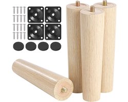 15 Cm Massief Beuken Houten Meubelpoten - Vervangingsset Met Montageplaat En Antislip Bescherming