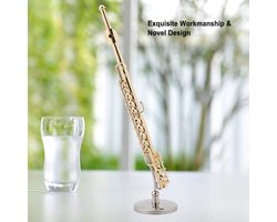 15 cm Miniatuur Fluitmodel van Messing met Standaard - Decoratief Muziekinstrument voor Woonaccessoires & Verzamelaars
