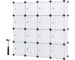 15 Cube DIY Shelving System - Kunststof kast met deuren - Witte stal - Eenvoudig te monteren - Grendelloze rekken - LPC44BS opbergrek