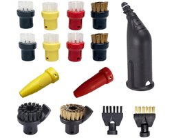 15-delige Accessoire Set Geschikt voor Kärcher Stoomreiniger - Geschikt voor EasyFix SC1, SC2, SC3, SC4, SC5 - Inclusief Ronde Borstels & Mondstukken - Reserveonderdelen voor Voegen & Keuken - Kleurgecodeerd
