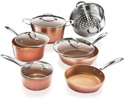15-delige koperen potten en pannen set met keramische antiaanbaklaag