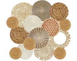 15 Delige Set Handgemaakte Zeegras Manden Boho Muurdecoratie Rustiek Geweven