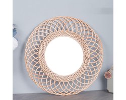 15 In Round Hanging Wall Mirror, Round Mirrors, Boho Style Round Hanging Wall Mirror, Decorative Rattan Circle Wall Mounted Mirror