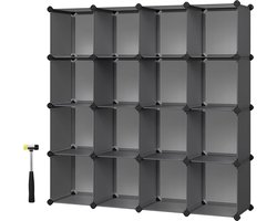 15 Kubusrekken schoenenrek doe-het-zelf stapelbare boutloze rekken van PP-kunststof garderobe ruimteverdeler slaapkamer kantoor - grijs opbergrek