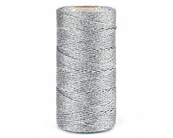 1,5 mm zilver metallic koord - 100 m niet-elastisch koord voor knutselen en decoratie