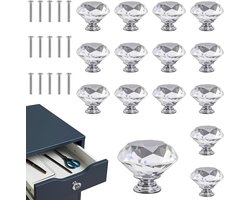 15 Pcs Kristallen Deurgrepen voor Kasten, 40mm Dressoir Knoppen, Transparante Handgrepen voor Thuisdecoratie met Schroeven
