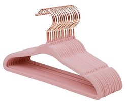 15 Roze Fluwelen Kinderkledinghangers met Draaibare Roze Goud Haak - Ultradunne Ruimtebesparende Hangers voor Baby- en Peuterkleding - 28 cm Non-Slip Hangers
