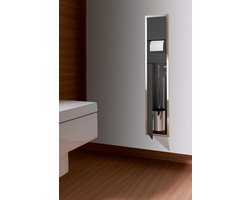 150 inbouwkastmodule voor gastentoilet - toiletpapierhouder en toiletborstelhouder - extra vak - hoge kast - zwart - push-to-open - badkamer badkamerkasten hoog