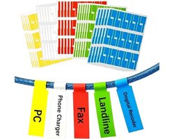 150 netwerk / telefoonkabels labels (stickers) in 5 kleuren op A4