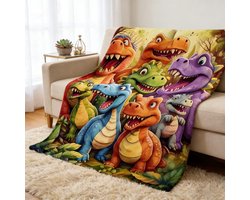 150 x 130 cm, superzachte knuffeldeken voor kinderen, jongens en meisjes, fleece dino-deken voor kinderen, grote gezellige sprei als cadeau voor bed, bank, bank