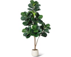 150cm Kunst vijgenbladboom - natuurgetrouwe kunst Ficus Lyrata met plantenpot - staande kunstplanten voor binnen decoratie thuis kantoor woonkamer - cadeau voor huisvesting