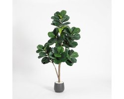 150cm Kunst vijgenbladboom - natuurgetrouwe kunst Ficus Lyrata met plantenpot - staande kunstplanten voor binnen decoratie thuis kantoor woonkamer - cadeau voor huisvesting