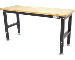 152 Cm. Professionele In Hoogte Verstelbare Werkbank Met Massief Houten Werkblad