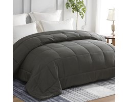 155 x 220 cm donkergrijs 100% microvezel ademend superzacht all-season dekbed - doorgestikte slaapdeken - zomerdeken - hypoallergeen