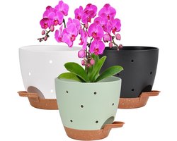 15cm Orchid Pots with Holes, Pack of 3 Self Watering Orchid Planters, Plastic Orchid Pot, Plant Pots for Orchids, Indoor and Outdoor (Multicolor)