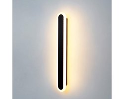 15W wandlamp voor binnen, 40 cm lange LED-lamp, 3 kleurtemperaturen RA≥85 Design wandlamp, zwarte grote wandlamp voor slaapkamer, woonkamer, trap, gang