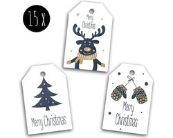15x Cadeaulabels Kerst / Labels Kerstcadeau / Kerstlabels | Merry Christmas | Bright