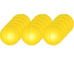 15x Luxe bol lampionnen geel 25 cm - Feestversiering/decoratie