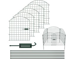 15X Schapenhek Vijveromheining Metalen omheining Omheiningselementen Onderste boog Tuinomheining Tuinpoort Omheining Bovenste boog Groen