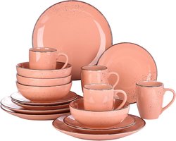 16-delig Vintage Servies voor 4 Personen van Aardewerk - Kleurige Tafelset