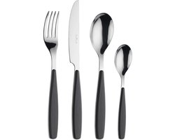 16-delige Bestekset RVS met Ebbenhout Handvatten - Vaatwasmachinebestendig Bestekset