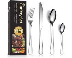16-Delige Bestekset voor 4 Personen - Roestvrijstalen Mes, Vork en Lepel Servies Set - Makkelijk Schoon te Maken & Vaatwasserbestendig