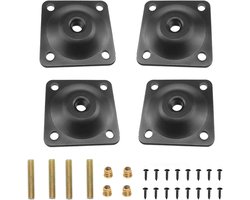 16 Delige Pootmontageplaat, Meubelmontageplaten, Zwart Bevestigingsstuk Ijzer met Schroeven, voor Bank, Stoel, Kleerkast, Eettafel(Zwart)