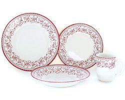 16-delige Porseleinen Servies Set voor 4 Personen - Aster Roze Design