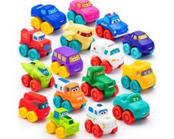 16-Delige Set Zacht Rubberen Badspeelgoed Auto's voor Baby en Peuter - Educatief en Veilig