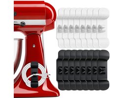 16-delige verbeterde kabelorganizer voor keukenapparatuur: zelfklevende kabelhouders en -opbergers voor snelkookpannen, airfryers, blenders, koffiezetapparaten, enz. (8 zwarte + 8 witte)