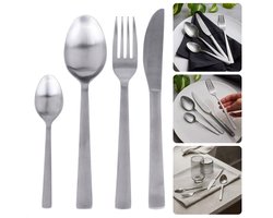 16-dlg Bestekset - 4-Persoons Bestekset met Messen, Vorken, Eetlepels en Theelepels - Complete Bestekset voor 4 Personen - 16 Stuks Bestek - RVS - Tijdloos Design - Eetgerei - Vaatwasserbestendig - Servies - Eetbenodigdheden - Lange Levensduur