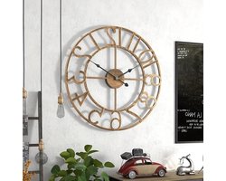 16 Inch Vintage Wandklok Retro Home Decor Ronde Klok Ijzer Analoge Goud Stille voor Moderne Boerderij Woonkamer Slaapkamer Eetkamer Kantoor Wall Art