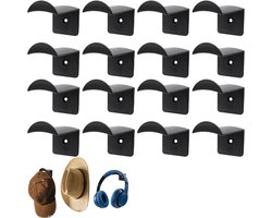 16 Stuks Cap Rack - Petten Organizer - Hoedenrek - Petjeshouder - Hoeden Opberger - Pettenrek - Zelfklevende Pethouder - Cap Rack Opbergsysteem - Kledingrek - Geschikt Voor Het Opbergen Van Diverse Hoeden En Accessoires - Zwart