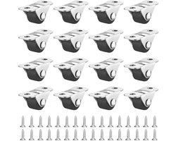 16 Stuks Kleine Meubelwielen 12mm Rubber Wielen voor Stil Meubilair, Kast en Tafelgebruik