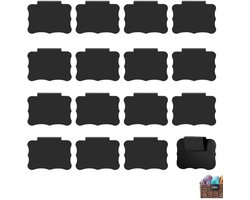 16 stuks - mand etiketten - mand clips om te labelen - stoffen mandetiketten - voor voorraadkast en keukenkastjes - zwart - 8.9×7cm