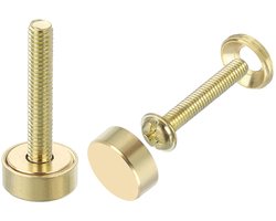 16 stuks messing decoratieve schroeven met doppen, 12 mm spiegelschroeven, dop, afdekking, spijkers, bevestigingselementen voor decoratieve spiegelmeubels, goud