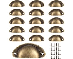 16 Stuks - Meubelbeslag - IJzeren handvat - Handgrepen Keukenkastjes - Schelpvormige handgreep - Keukengreep - Handgreep Kast - Bronzen