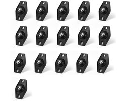 16 Stuks - Meubelrollers - 4,4*1,5 cm - Meubelwielen - Zelfklevende zwenkwielen - ABS en RVS - 360 graden draaibaar - Zwart - Universeel - Mini Meubelwielen - Voorwerpen Verplaatsen - Voor opbergdozen, meubels, prullenbakken