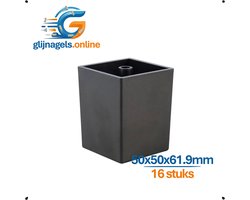 16 STUKS PREMIUM AANSCHROEFVOETEN ZWART 50x50 mm – Vierkante Meubelpoten en Meubelvoeten – Meubelverhogers voor Bank, Kast & Tafel – Kunststof Voeten om Meubels te Ophogen – Beschermt tegen Vocht & Slijtage – Binnen & Buiten geschikt – Incl Schroeven
