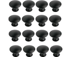 16 stuks zwarte deurknoppen-Ladeknoppen-Paddenstoel-Handvat voor kasten, laden, deuren, kasten, laden en kasten-30mm