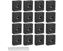 16 Stuks Zwarte Siliconen Meubelpoten Beschermpads - Antislip Rubber Voeten voor Stoelen en Tafels met Schroeven (30x30x10mm)